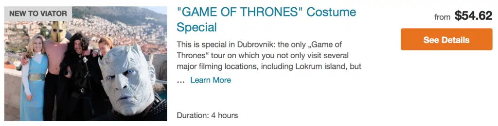 Game of Thrones costume special Dubrovnik